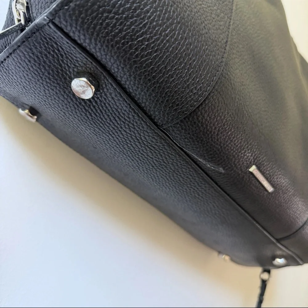Rebecca Minkoff ‘Always On Side’ Black Leather Tote Bag Zip Shoulder Carryall